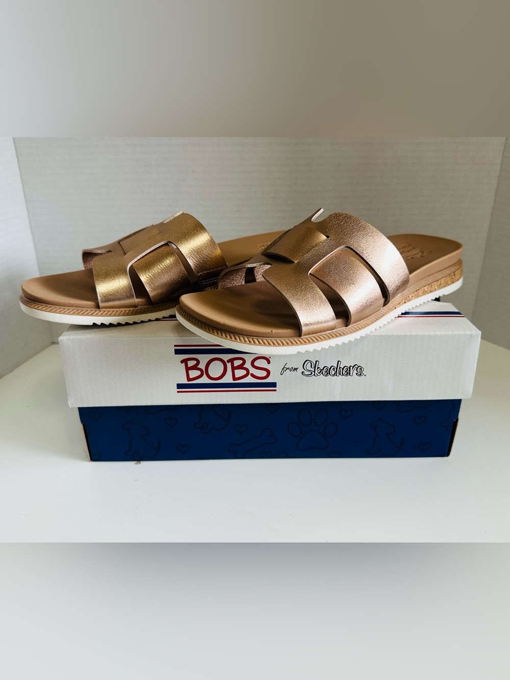 BOBS from Skechers Metallic Rose Gold Slide Sandals - Rose Gold